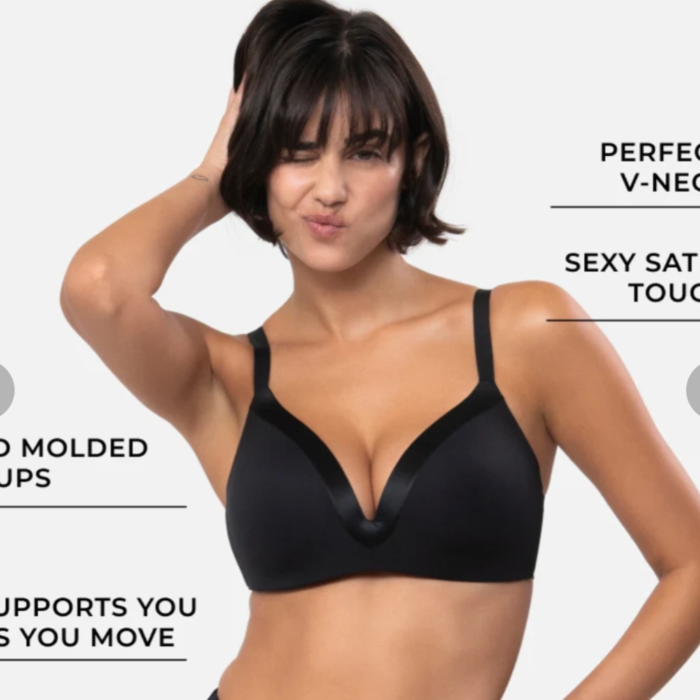 Black V-Neck Bra